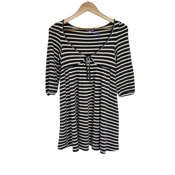 Burberry Blue Label Navy Striped Baby Doll Empire Waist Balloon 3/4 Sleeve Dress - Picture 1 of 11